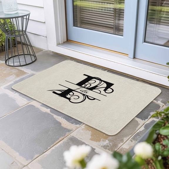 Letter F Door Mat Indoor Outdoor, Monogram Words Non Slip Welcome Mat with Rubber Backing, Absorbent Fabric Front Door Mats Entryway Rug for Home Patio Entrance 24"x36"