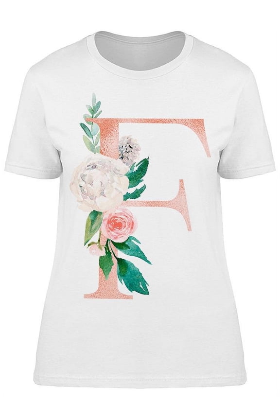 Letter F, Flower T-Shirt Women -Image by Shutterstock, Female Medium