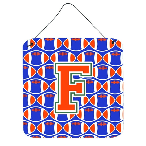 Letter F Football Green Blue and Orange Wall or Door Hanging Prints