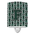 thumbnail image 1 of Letter F Football Green & White Ceramic Night Light, 1 of 1
