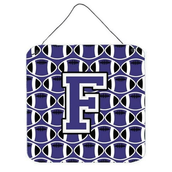 Letter F Football Purple & White Wall or Door Hanging Prints