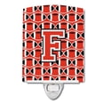 thumbnail image 1 of Letter F Football Scarlet & Grey Ceramic Night Light, 1 of 1