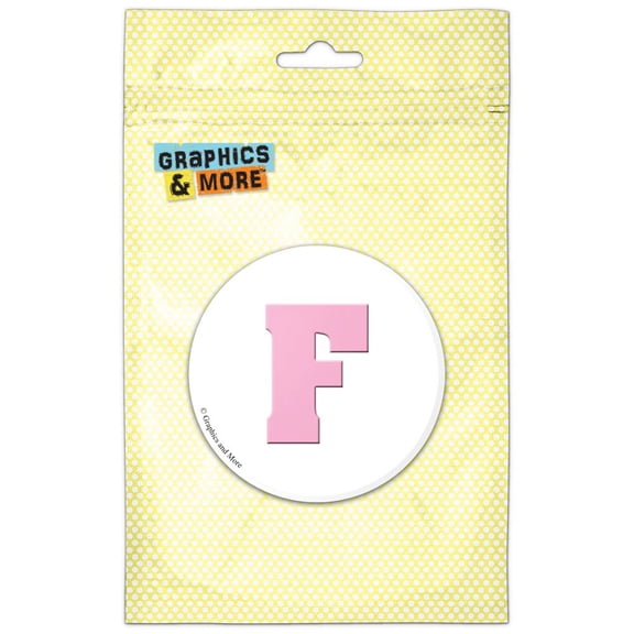 Letter F Initial Baby Girl Block Font Pink Shower Refrigerator Button Magnet