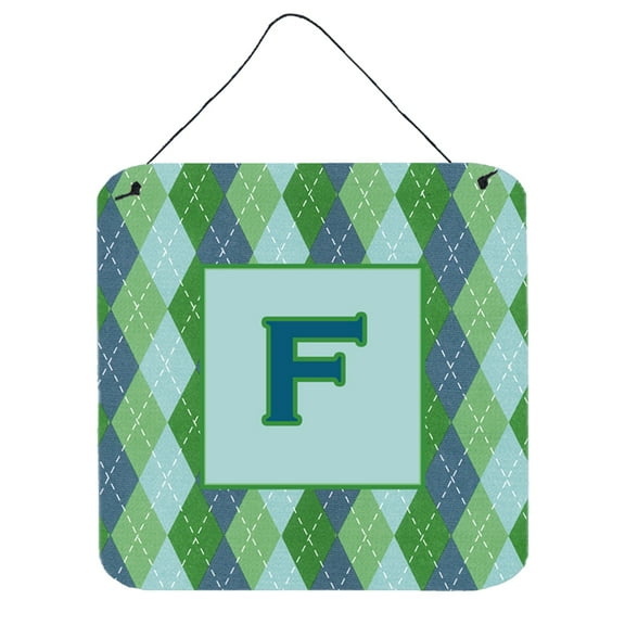 Letter F Initial Monogram - Blue Argoyle Wall or Door Hanging Prints