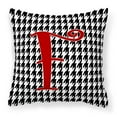 thumbnail image 1 of Letter F Initial Monogram - Houndstooth Black Fabric Decorative Pillow, 1 of 4