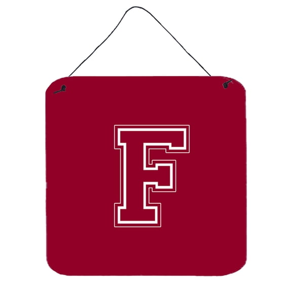 Letter F Initial Monogram - Maroon and White Wall or Door Hanging Prints