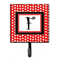 Letter F Initial  - Red Black Polka Dots Leash or Key Holder