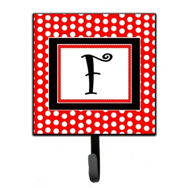Letter F Initial  - Red Black Polka Dots Leash or Key Holder