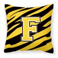 thumbnail image 1 of Letter F Initial Tiger Stripe - Black Gold  Fabric Decorative Pillow, 1 of 4