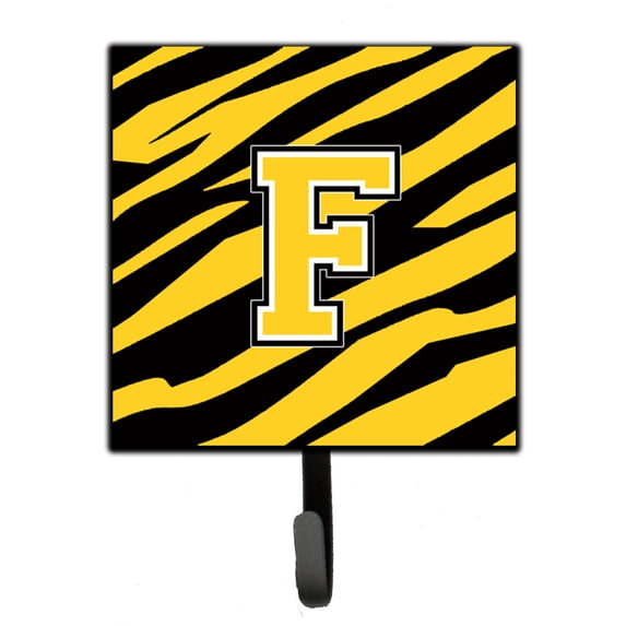 Letter F Initial Tiger Stripe - Black Gold Leash or Key Holder