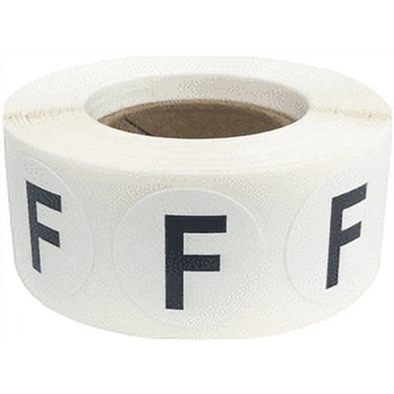 Letter F Inventory Labels 0.75 inch Round Circle Dots 500 Adhesive Stickers