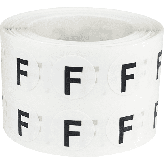 Letter F Inventory Labels .5 Inch Round Circle Dots 1,000 Adhesive Stickers