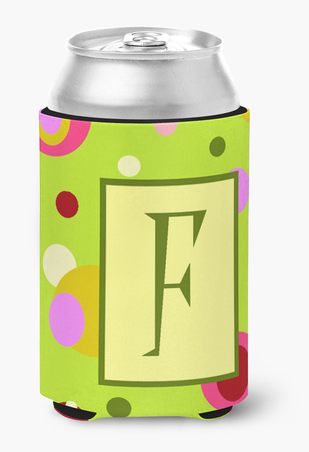 Letter F Monogram - Lime Green Can or Bottle Hugger