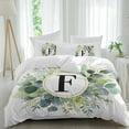 thumbnail image 1 of Letter F Queen Size Comforter Set, Alphabet Green Eucalyptus Leaves Plant Simple Bedding for All Seasons, 4 Pcs Bed Set, 1Quiltcover (90"x92") ,1Sheet(94"x116"), 2Pillowcases (30"x20"), 1 of 9