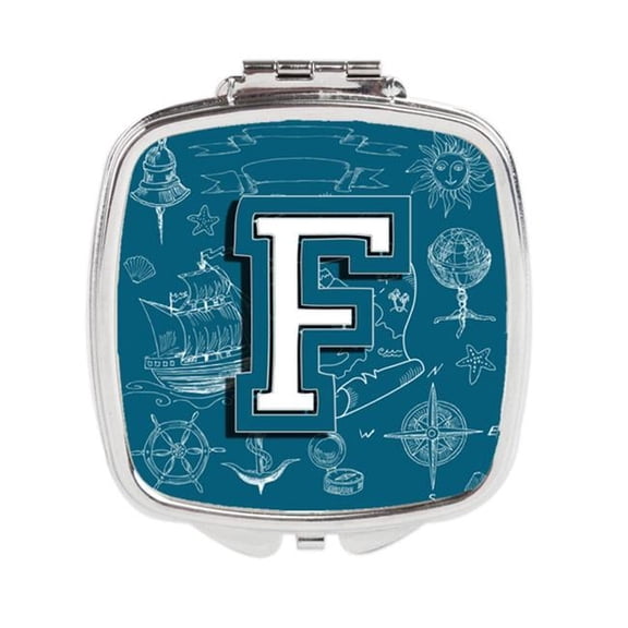 Letter F Sea Doodles Initial Alphabet Compact Mirror