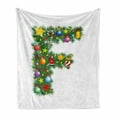 thumbnail image 1 of Letter F Soft Flannel Fleece Blanket, Christmas Bells Santa with Gifts Colorful Candies on Pine Design Capital F Print, Cozy Plush for Indoor and Outdoor Use, 60" x 80", Multicolor, by Ambesonne, 1 of 6