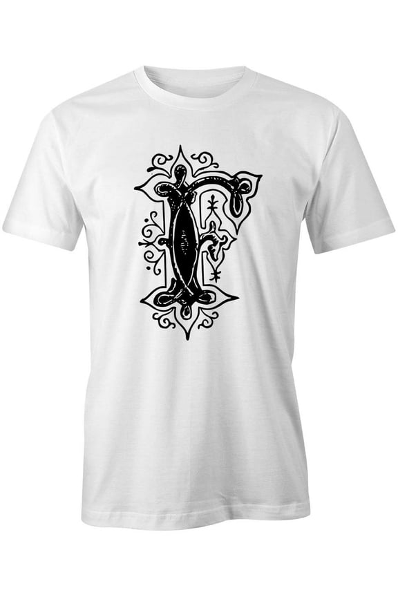 Letter F T-Shirt | Decorative Alphabet White Tee Gift