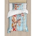 thumbnail image 1 of Letter F Twin Size Duvet Cover Set, Coastal Image with Soft Color Sea Related Animal Shells Alphabet, Decorative 2 Piece Bedding Set with 1 Pillow Sham, Pale Blue Ivory Dark Coral, by Ambesonne, 1 of 3