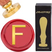 Letter F Wax Seal Stamp Initial Alphabet 25mm Removable Stamper Vintage Brass Head Rosewood Handle Print Wedding Birthday Party Invitation Envelope Gift Packing Scrapbooking DIY Bottle Wrap