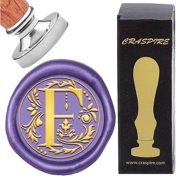Letter F Wax Seal Stamp Silver Retro Alphabet Initials Sealing Wax Stamp Classic Vintage 25mm Removable Brass Head Wood Handle for Wedding Invitation Gift Decoration Envelope Sealing Silver