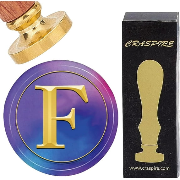 Letter F Wax Seal Stamps Vintage Initial Alphabets Brass Sealing Stamp Removable Heads 25mm Copper with Wooden Handle for Wedding Christmas Envelopes Invitations Card DIY Craft Birthday Gift