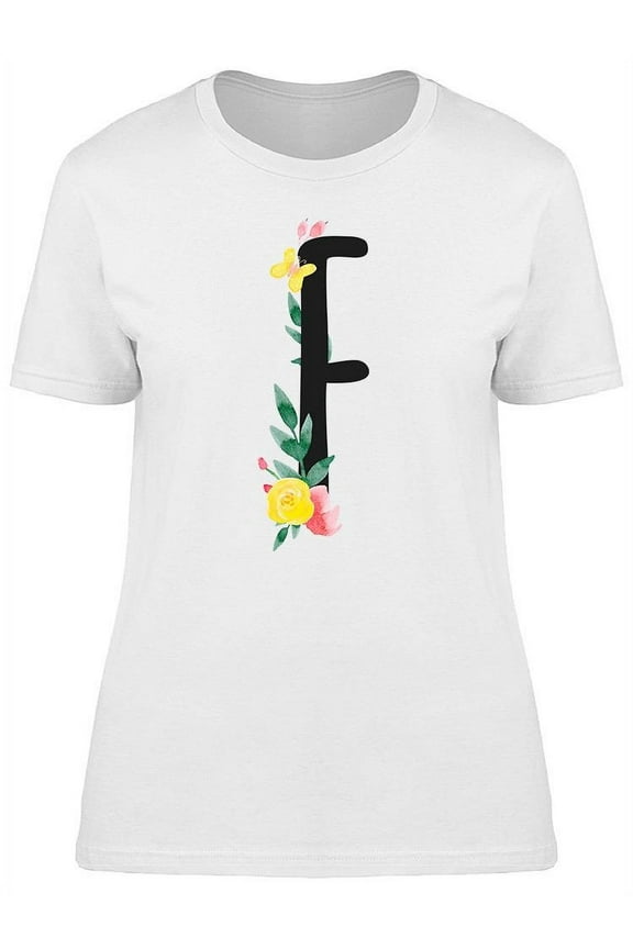 Letter F With Flowers, Font Tee Women's -Image by Shutterstock