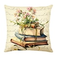 thumbnail image 1 of Letter Floral Pillow Cover, Book Themed Cushion, 18x18 Inch Pillowcase for Book Nook Reading Corner Decor, 1 of 5