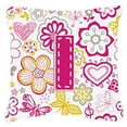 thumbnail image 1 of Letter Flowers and Butterflies Pink Fabric Decorative Pillow, 1 of 3