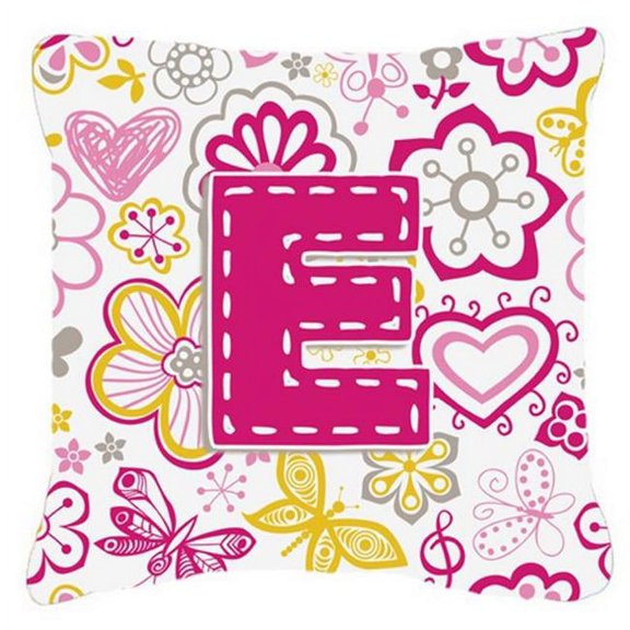 Letter Flowers and Butterflies Pink Fabric Decorative Pillow