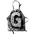 thumbnail image 1 of Letter G Apron Capital G with Gothic Influences from Middle Age Artistic Alphabet Characters, Unisex Kitchen Bib Apron with Adjustable Neck for Cooking Baking Gardening, Silver Grey, by Ambesonne, 1 of 3