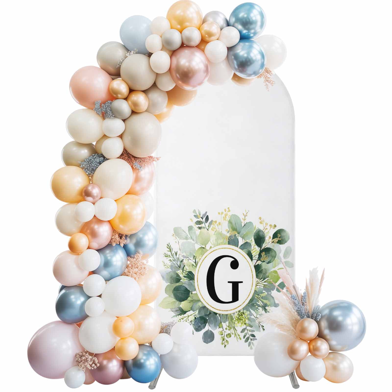 Letter G Arch Backdrop Covers 6.6 FT, Alphabet Green Eucalyptus Leaves ...