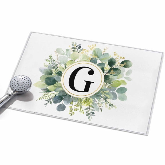Letter G Area Rugs 2x3ft Alphabet Green Eucalyptus Leaves Plant Simple Floor Rug&nbsp;Non Slip Low Pile Ultra Soft Throw Carpet for Entryway Indoor Entrance Kitchen Bathroom
