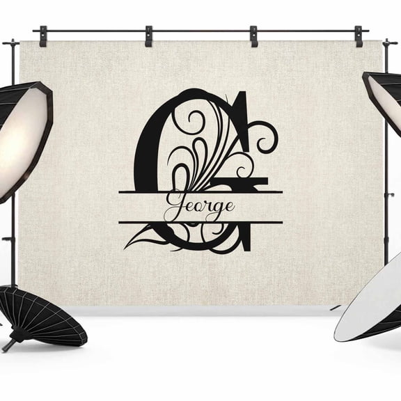 Letter G Backdrop for Photography, Fabric Photo Background Backdrop, Monogram Words Photo Booth Background for Portrait Photoshoot Video Wedding Studio Decoration Banner 7x5ft