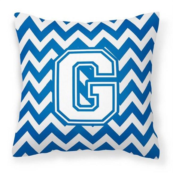 Letter G Chevron Blue & White Fabric Decorative Pillow - 14 x 3 x 14 in.