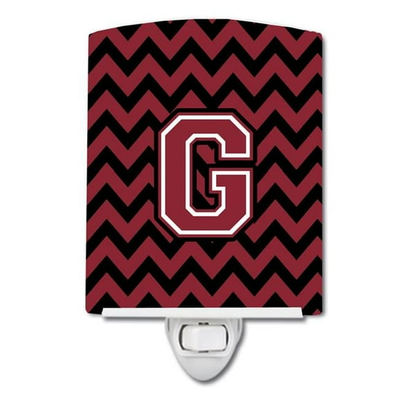 Letter G Chevron Garnet & Black Ceramic Night Light