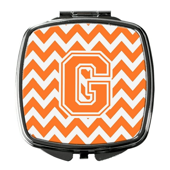 Letter G Chevron Orange and White Compact Mirror CJ1046-GSCM