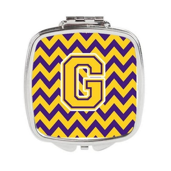 Letter G Chevron Purple & Gold Compact Mirror - 3 x 0.3 x 2.75 in.
