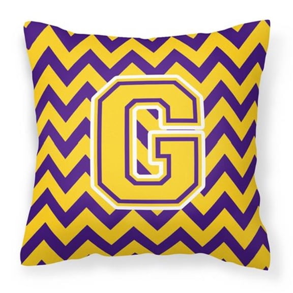 Letter G Chevron Purple & Gold Fabric Decorative Pillow - 14 x 3 x 14 in.