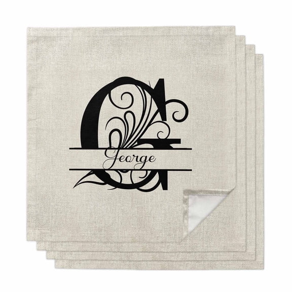 Letter G Cloth Napkins, Monogram Words Washable and Reusable Dinner Napkins Set of 4, Table Napkin for Kitchen Party Birthday Wedding Hotel Housewarming 20"x20"