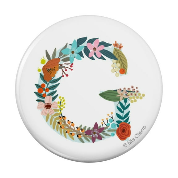 Letter G Floral Monogram Initial Kitchen Refrigerator Locker Button Magnet
