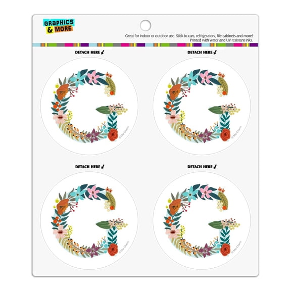 Letter G Floral Monogram Initial Refrigerator Fridge Locker Vinyl Circle Magnet Set
