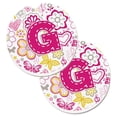 thumbnail image 1 of Letter G Flowers & Butterflies Pink Set of 2 Cup Holder Car Coaster, 1 of 1