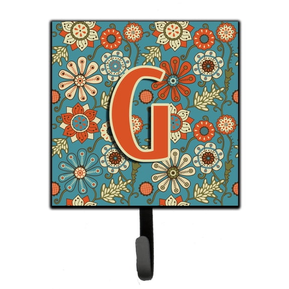 Letter G Flowers Retro Blue Leash or Key Holder