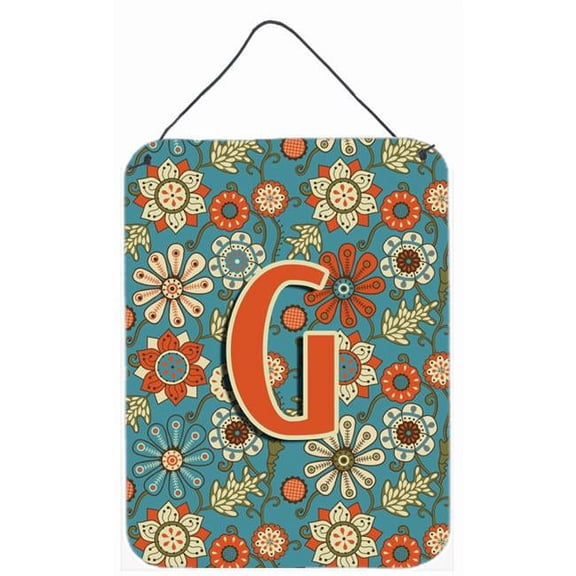 Letter G Flowers Retro Blue Wall and Door Hanging Prints