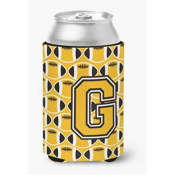 Letter G Football Black, Old Gold & White Can or Bottle Hugger