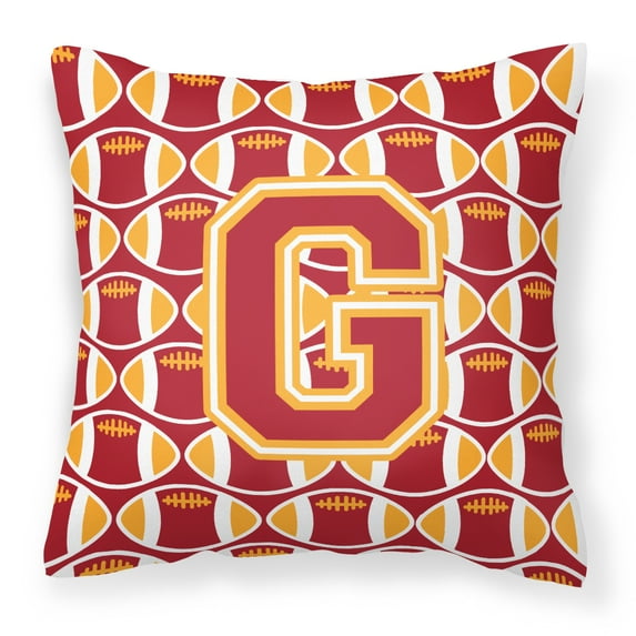 Letter G Football Cardinal and Gold Fabric Decorative Pillow