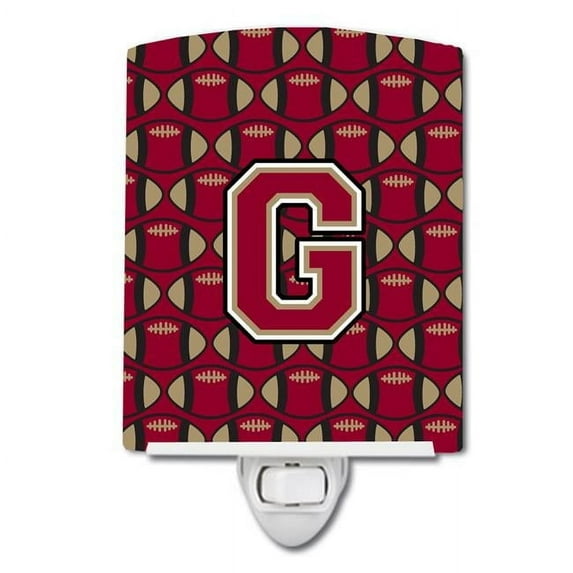 Letter G Football Garnet & Gold Ceramic Night Light