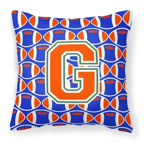 Letter G Football Green - Blue & Orange Fabric Decorative Pillow