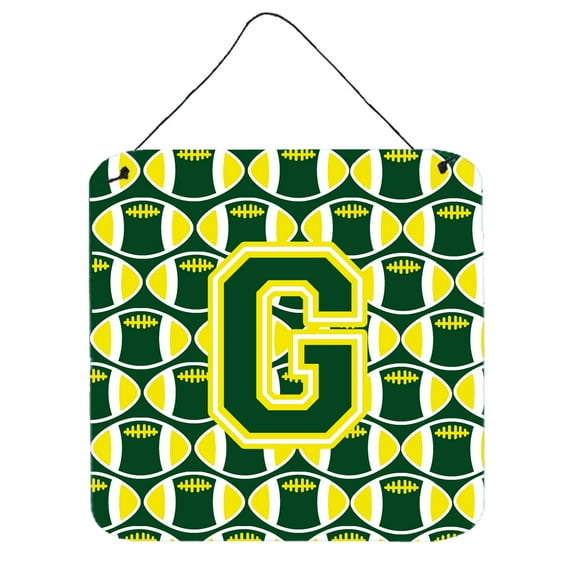 Letter G Football Green and Yellow Wall or Door Hanging Prints