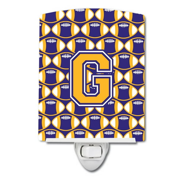 Letter G Football Purple and Gold Ceramic Night Light